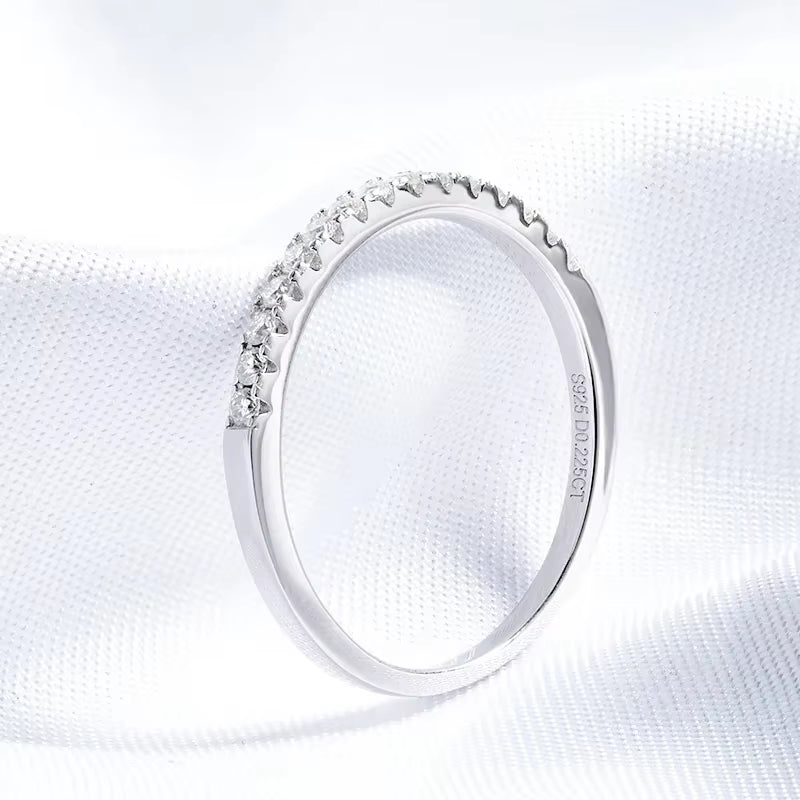 Test Passed Moissanite Ring Matching Wedding Diamond Band for Women 925 Sterling Silver Female Crown Single Tail Ring