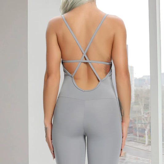 Backcross Yoga Sets One Piece Sleevelss Nylon Female Jumpsuit Overalls for Women Sexy High Waist Leggings Women Bodysuit