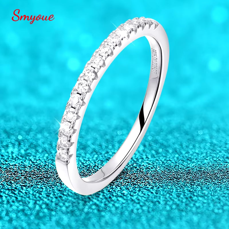 Test Passed Moissanite Ring Matching Wedding Diamond Band for Women 925 Sterling Silver Female Crown Single Tail Ring